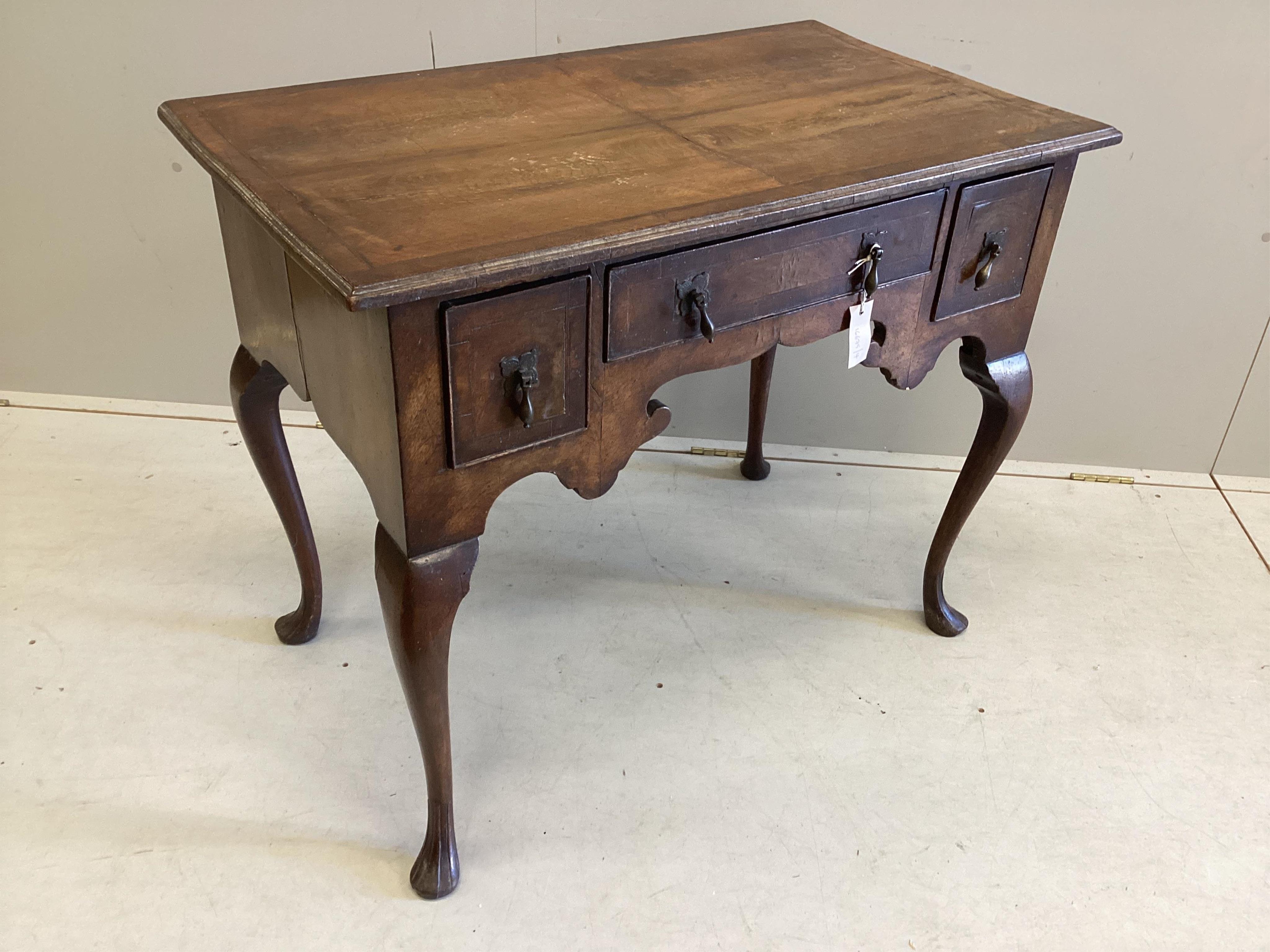 A Queen Anne style walnut lowboy, width 91cm, depth 53cm, height 75cm
